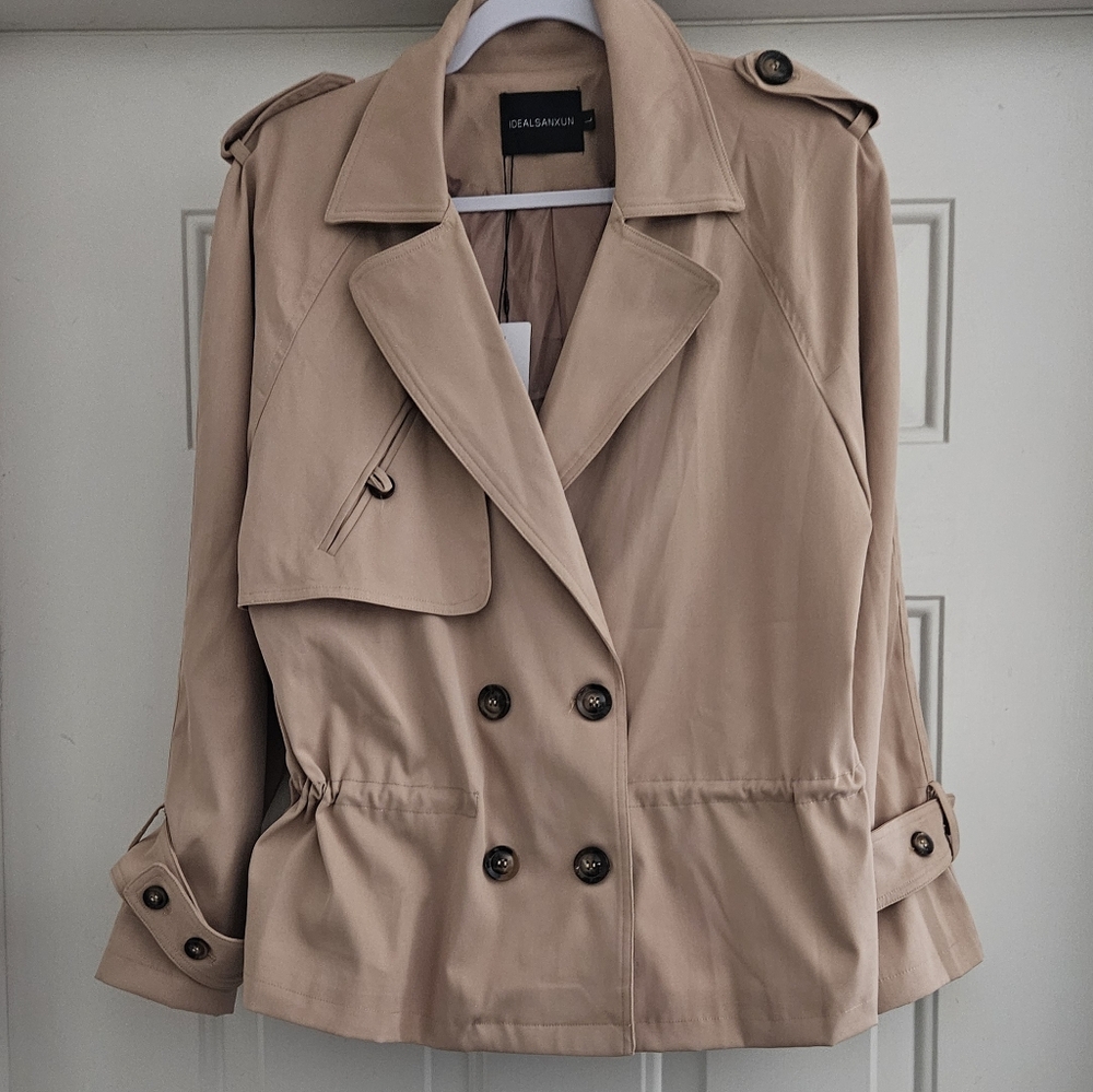 Tan Double-Breasted Trench Jacket